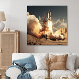 Vintage Expressionist Rocketship Burst - Rocketship Canvas Wall Art