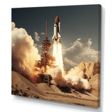 Vintage Expressionist Rocketship Burst - Rocketship Canvas Wall Art