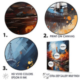 Impressionist Cosmic Rocket Ship Voyage - Rocketship Canvas Wall Art