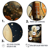 Vintage Impressionist Cosmic Rocket Ship Voyage - Rocketship Canvas Wall Art
