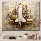 Vintage Cosmic Space Shuttle Voyage - Rocketship Canvas Wall Art
