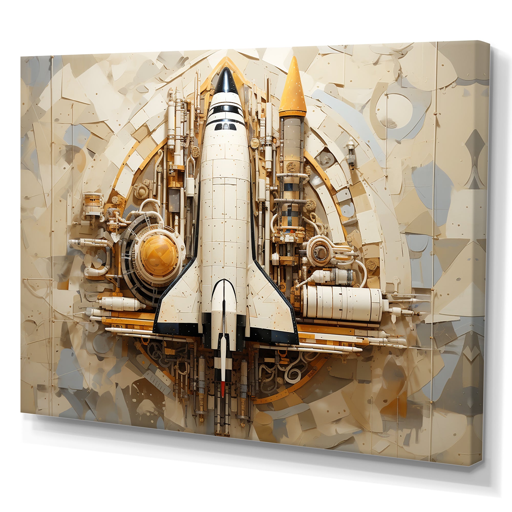 Vintage Cosmic Space Shuttle Voyage - Rocketship Canvas Wall Art