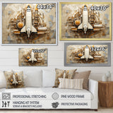 Vintage Cosmic Space Shuttle Voyage - Rocketship Canvas Wall Art