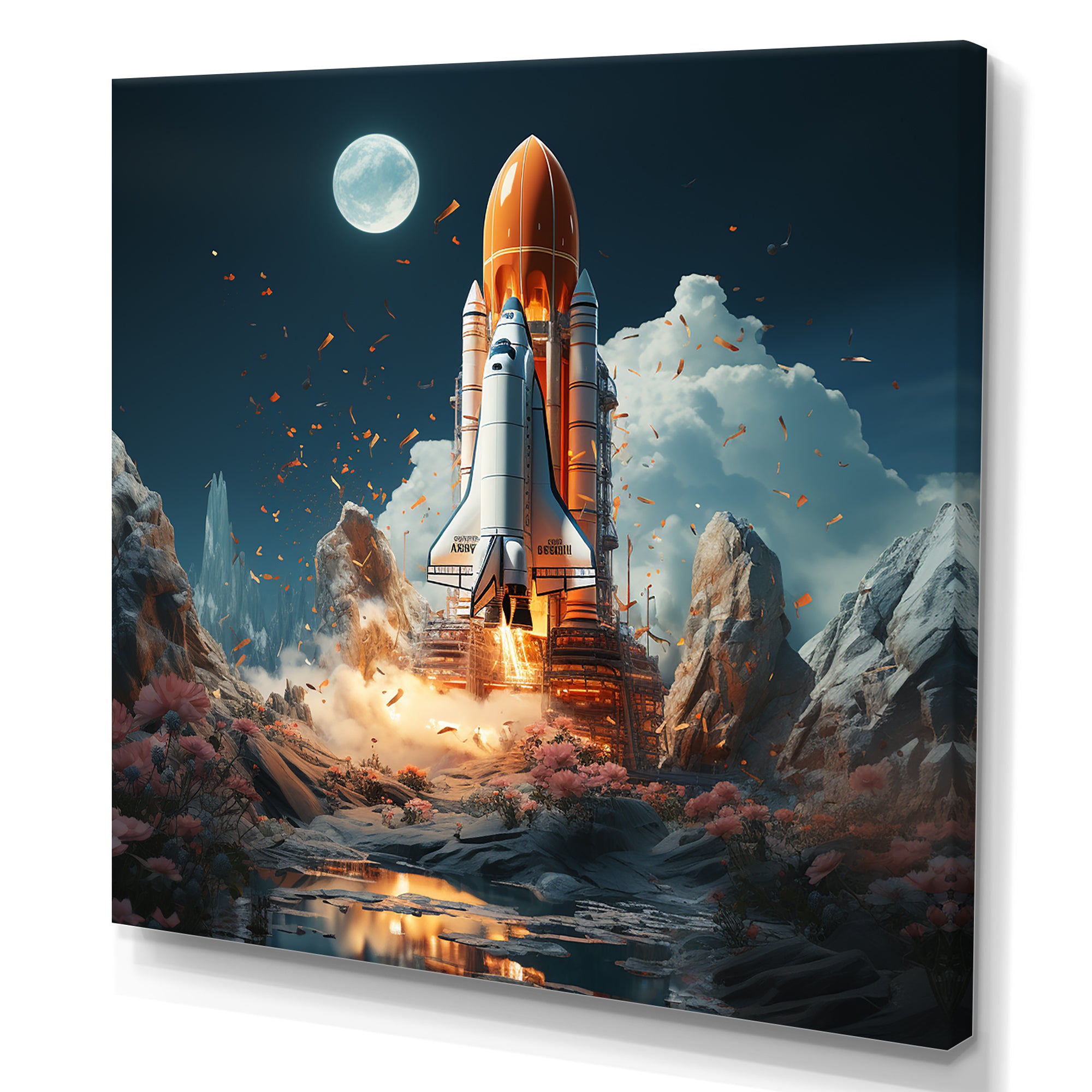 Rocketship Cosmic Odyssey - Rocketship Canvas Wall Art