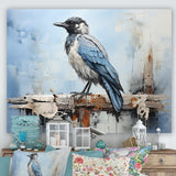 Grey And Blue Majestic Bird - Bird Framed Canvas Art