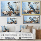 Grey And Blue Majestic Bird - Bird Framed Canvas Art