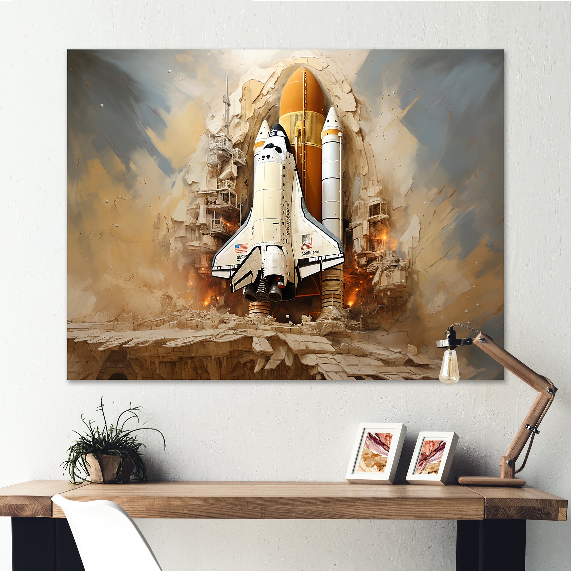 Abstract Space Shuttle Launch - Space Shuttle Canvas Wall Art