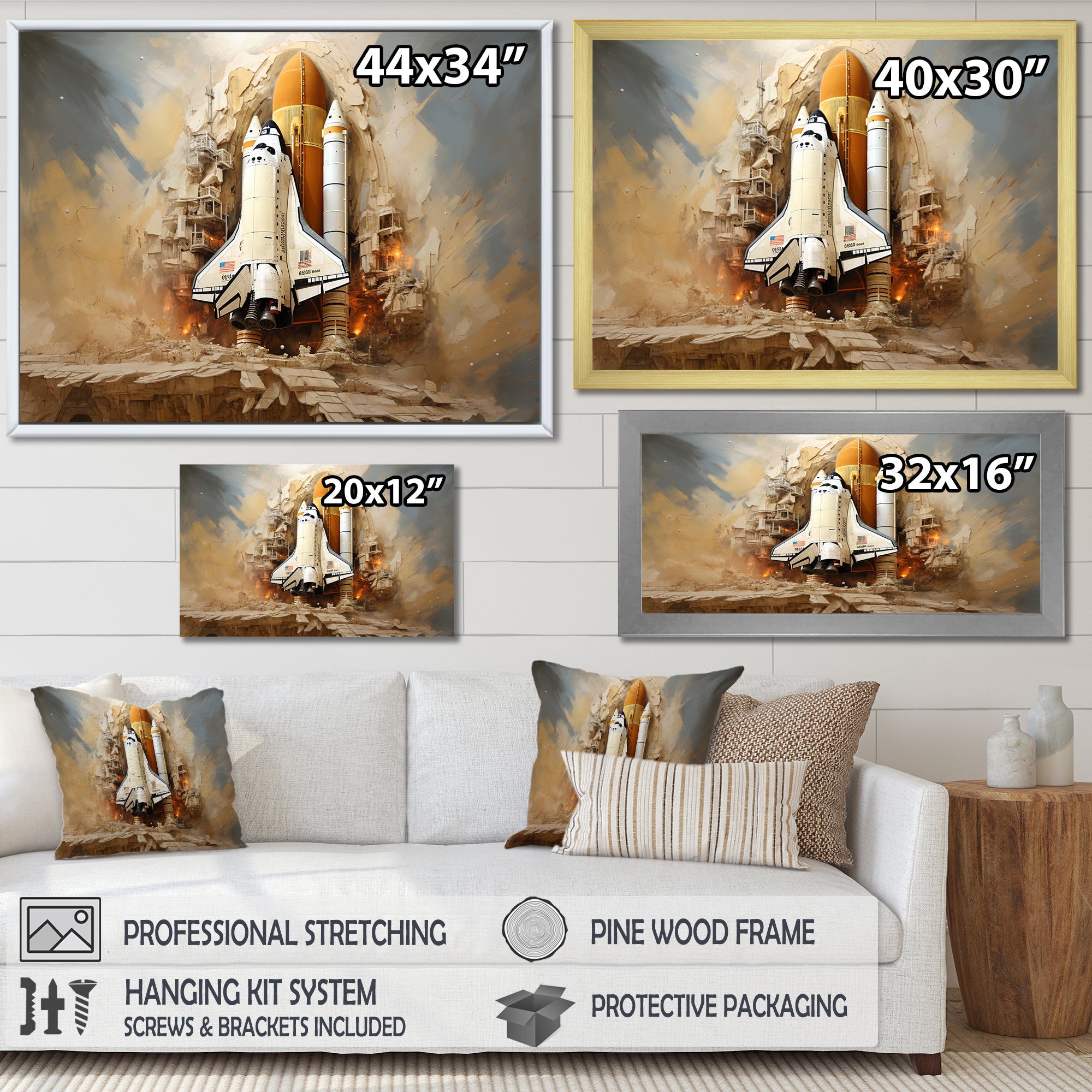 Abstract Space Shuttle Launch - Space Shuttle Canvas Wall Art