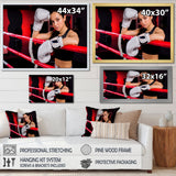 Boxer Girl Posing In The Gym - Sport Boxer Canvas Wall Art