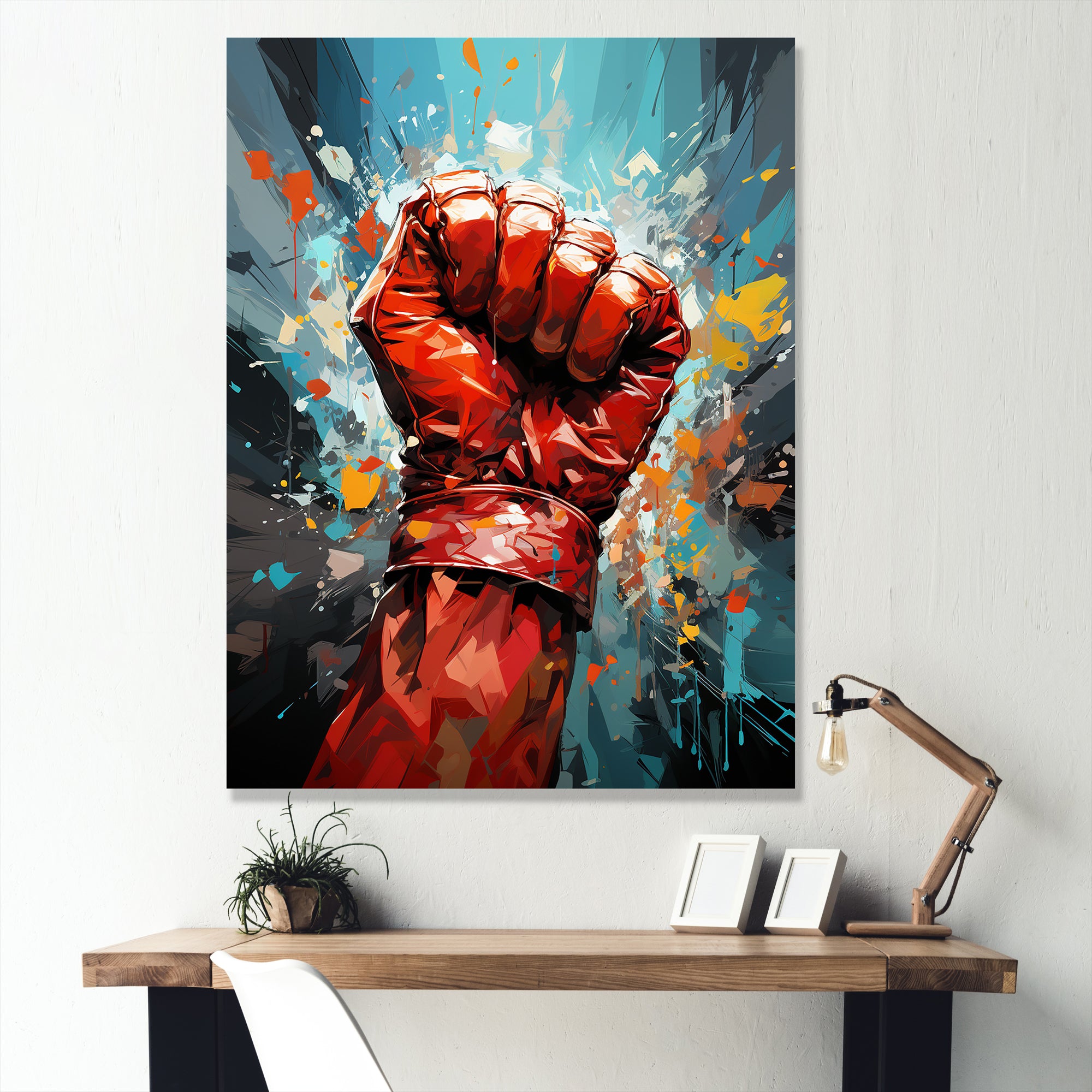 Boxing Illustration Of A Red Boxing Glove - Sport Boxer Canvas Wall Art