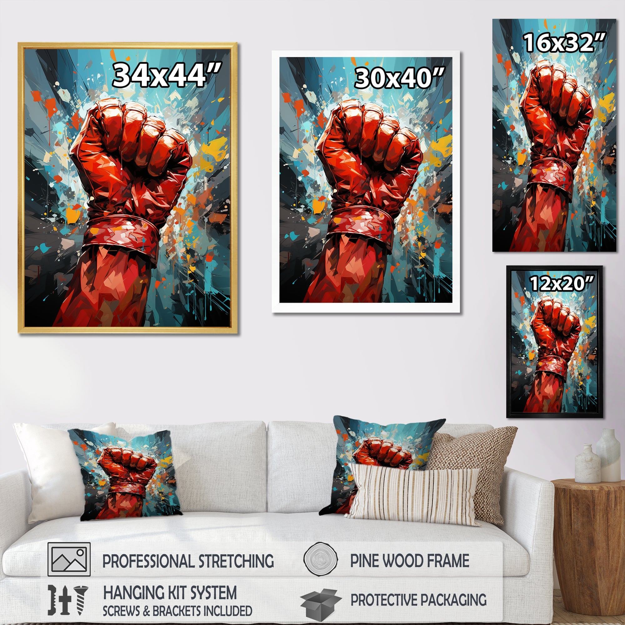 Boxing Illustration Of A Red Boxing Glove - Sport Boxer Canvas Wall Art