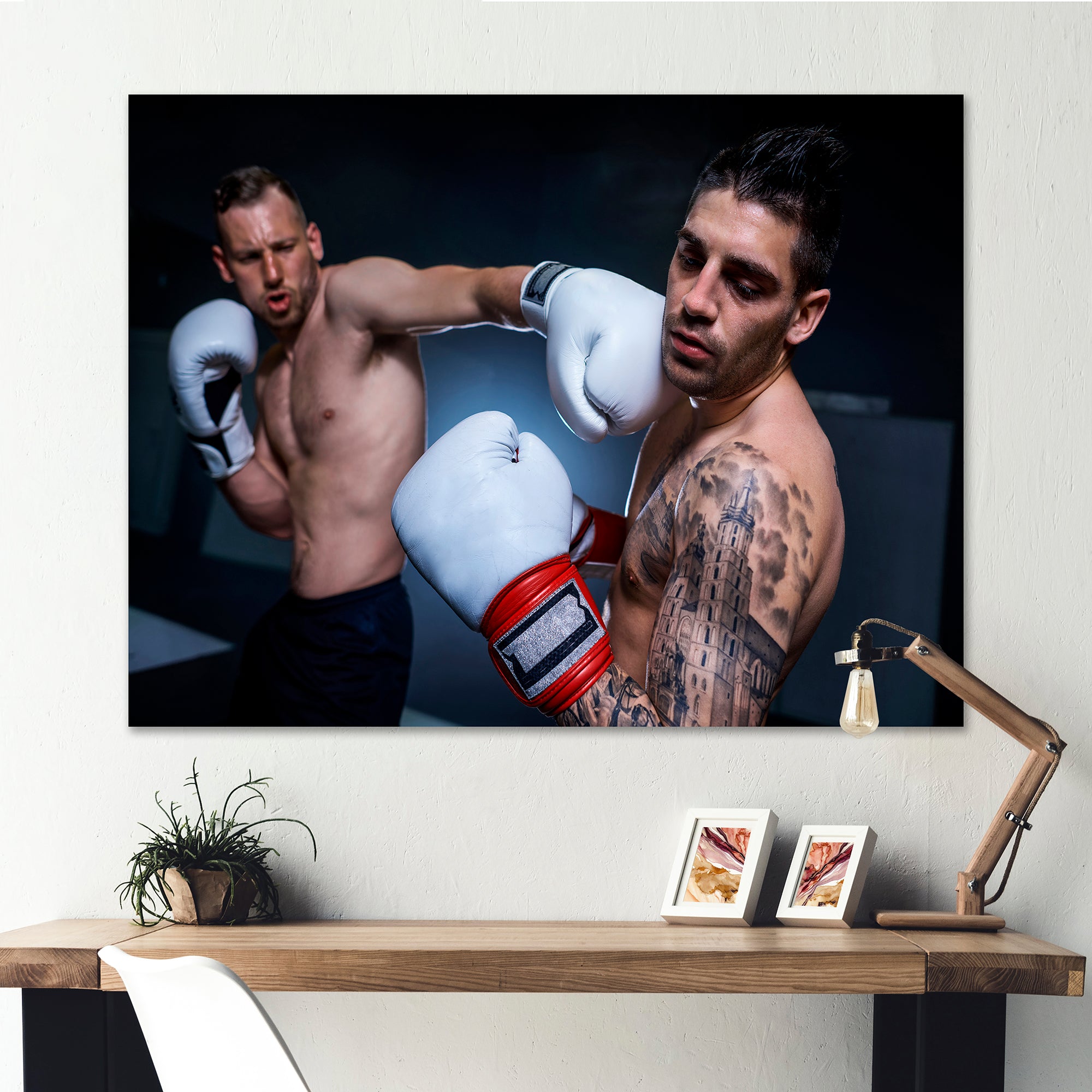 Boxing March Of Two Male Boxers - Sport Boxer Canvas Wall Art