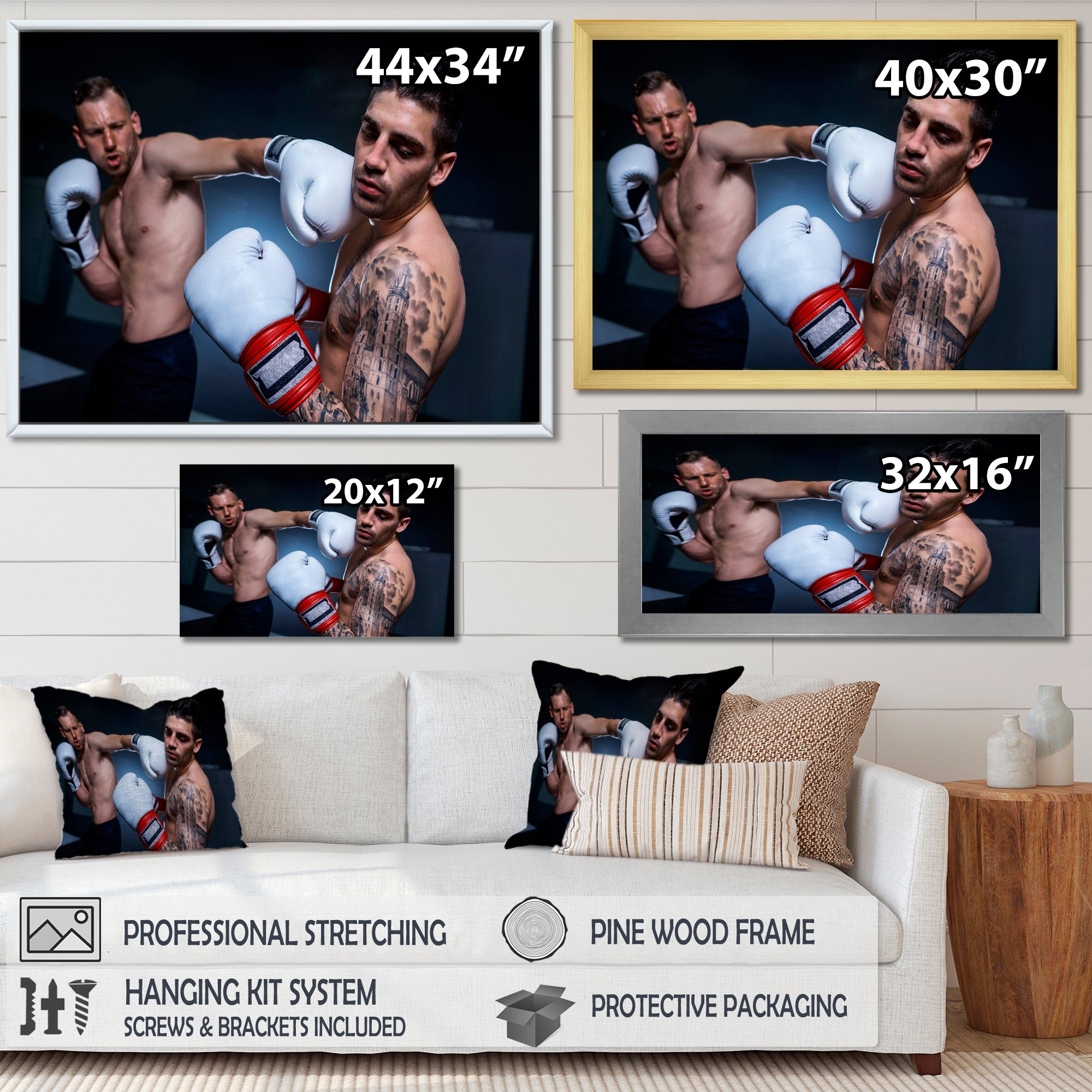 Boxing March Of Two Male Boxers - Sport Boxer Canvas Wall Art