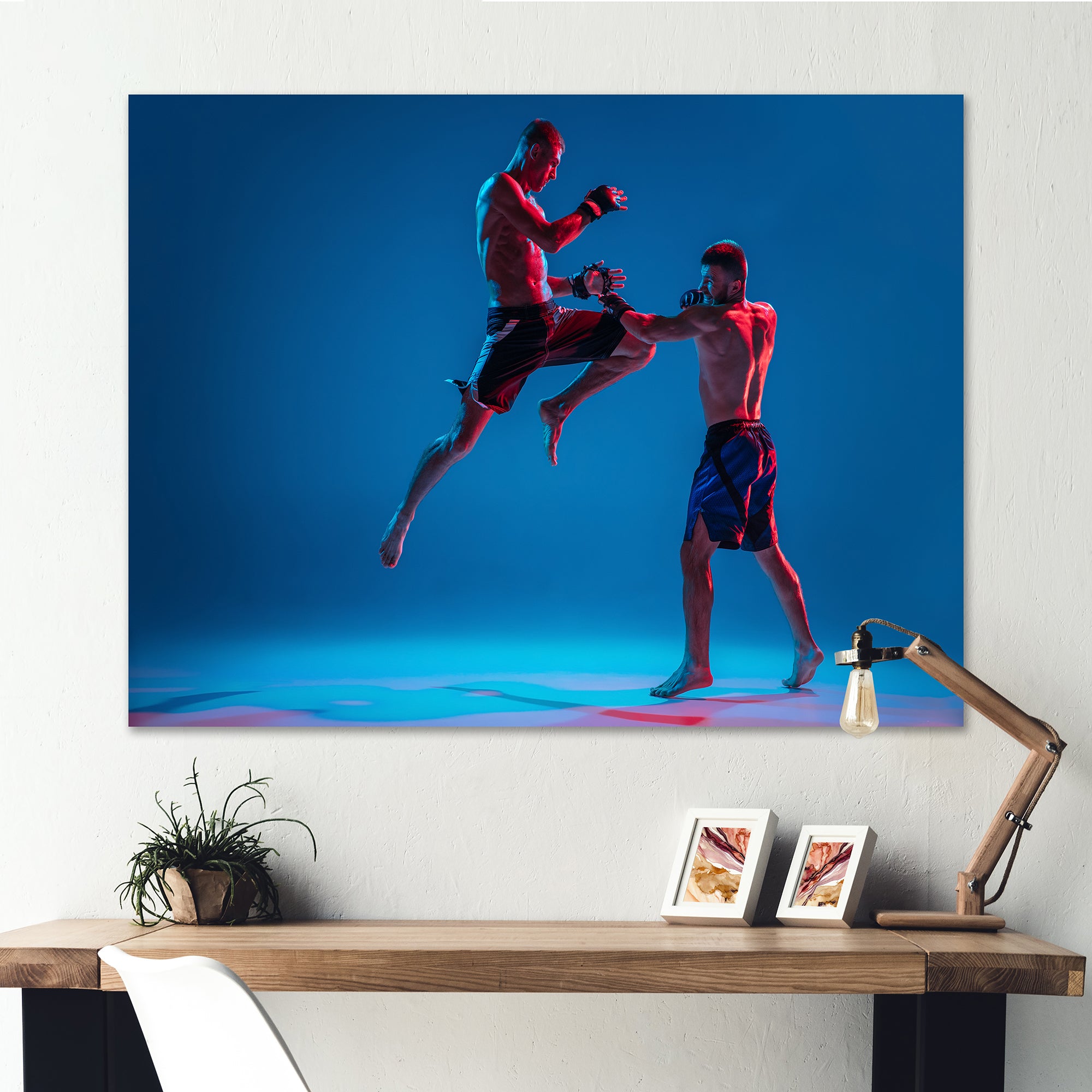 Two MMA Fighters Boxing - Sport Boxer Canvas Wall Art