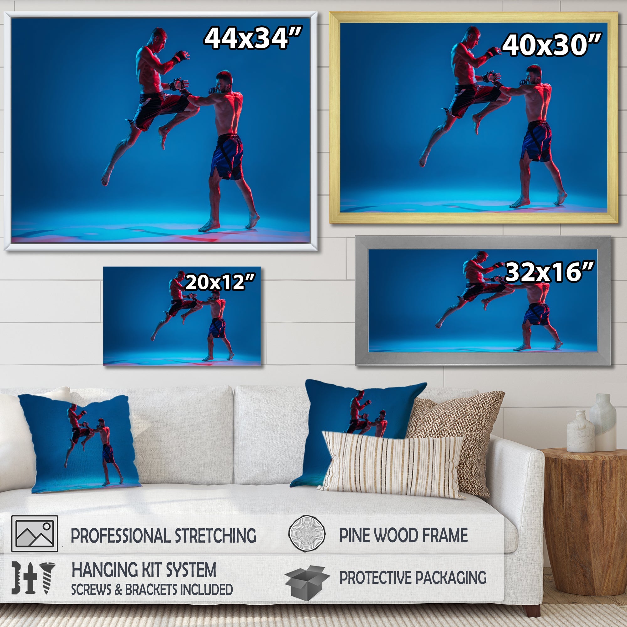 Two MMA Fighters Boxing - Sport Boxer Canvas Wall Art