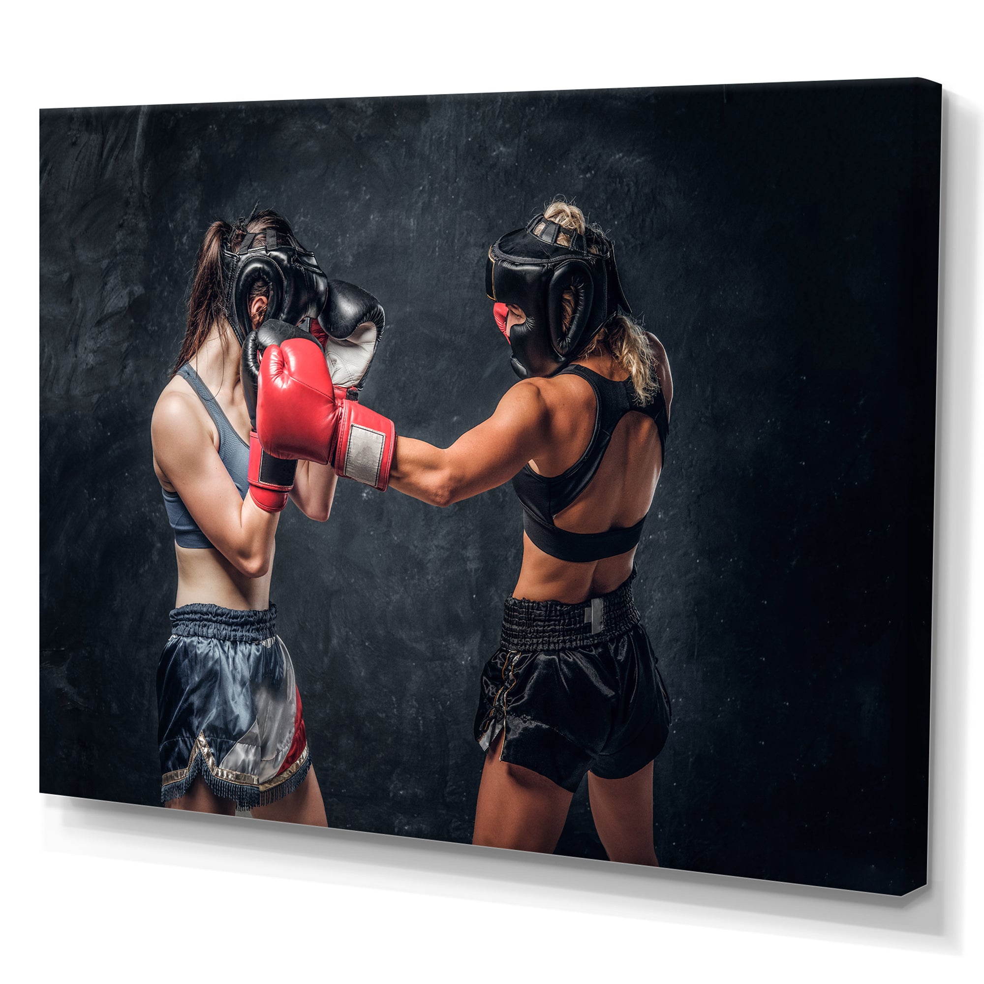 Two Female Boxers Fighting - Sport Boxer Canvas Wall Art