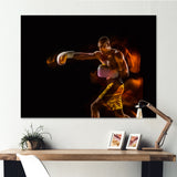 Professional Boxer Training Isolated On Black - Sport Boxer Canvas Wall Art