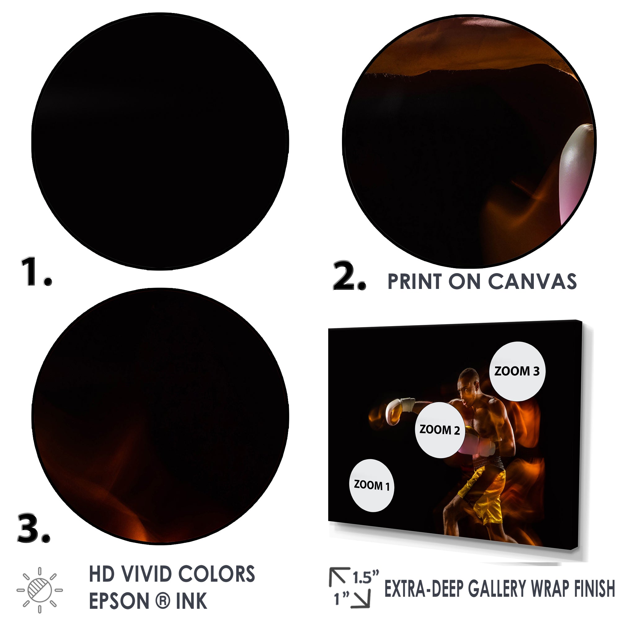 Professional Boxer Training Isolated On Black - Sport Boxer Canvas Wall Art