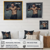 Shirtless Aggressive Fighter Boxer Gloves - Sport Boxer Canvas Wall Art