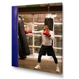 Side View Boxer Of Practicing With Punching Bag - Sport Boxer Canvas Wall Art
