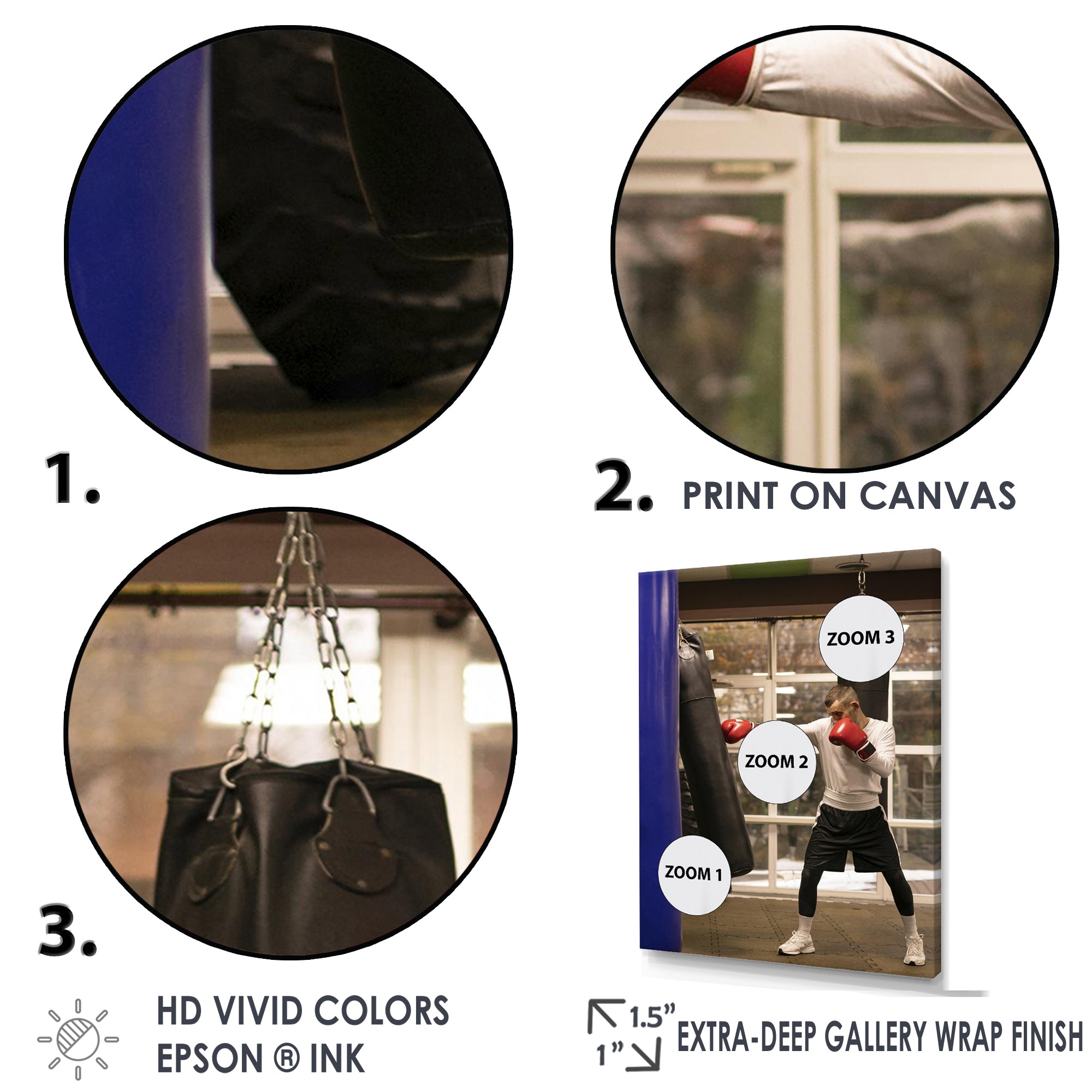 Side View Boxer Of Practicing With Punching Bag - Sport Boxer Canvas Wall Art