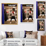 Side View Boxer Of Practicing With Punching Bag - Sport Boxer Canvas Wall Art