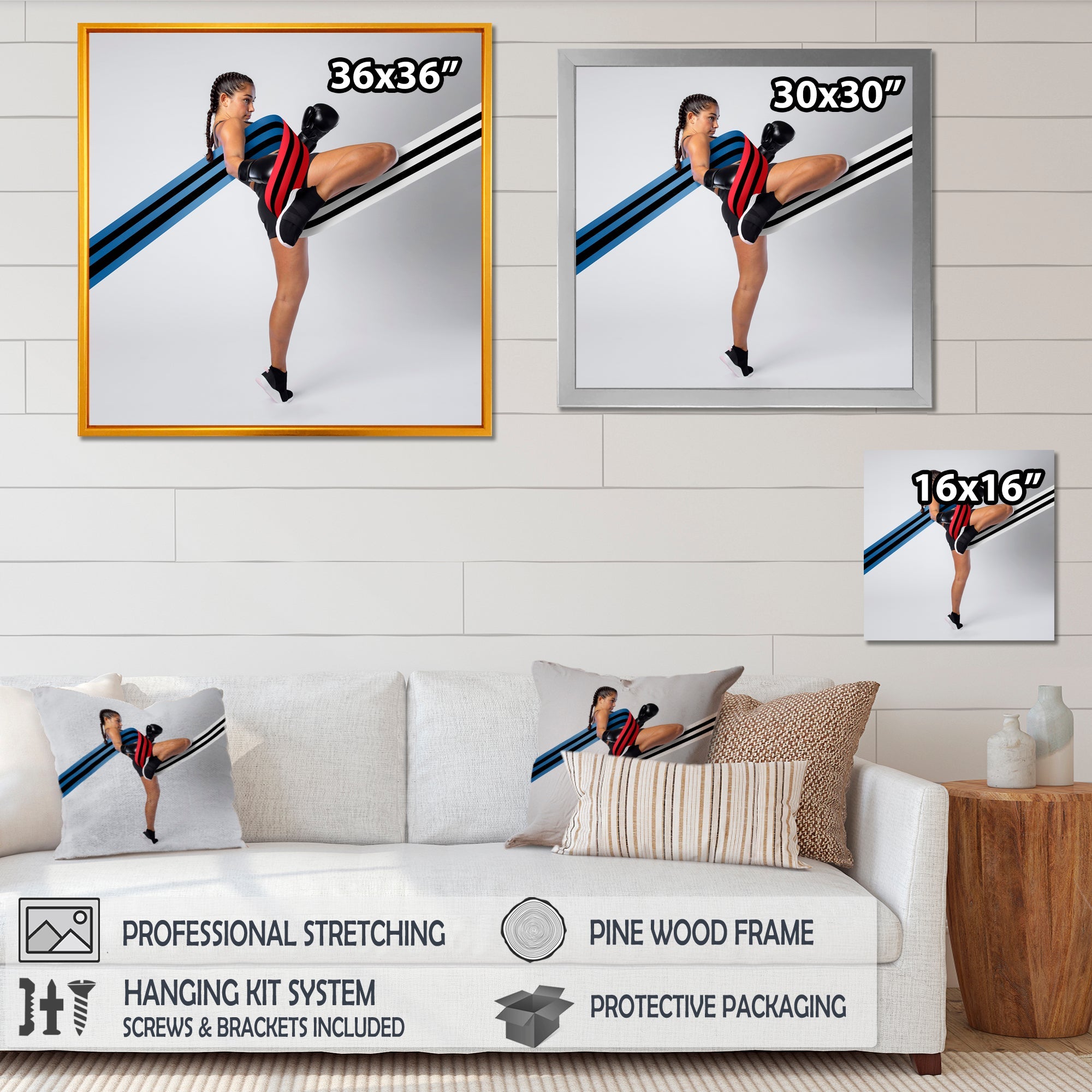 Woman Enjoying Boxing - Sport Boxer Canvas Wall Art