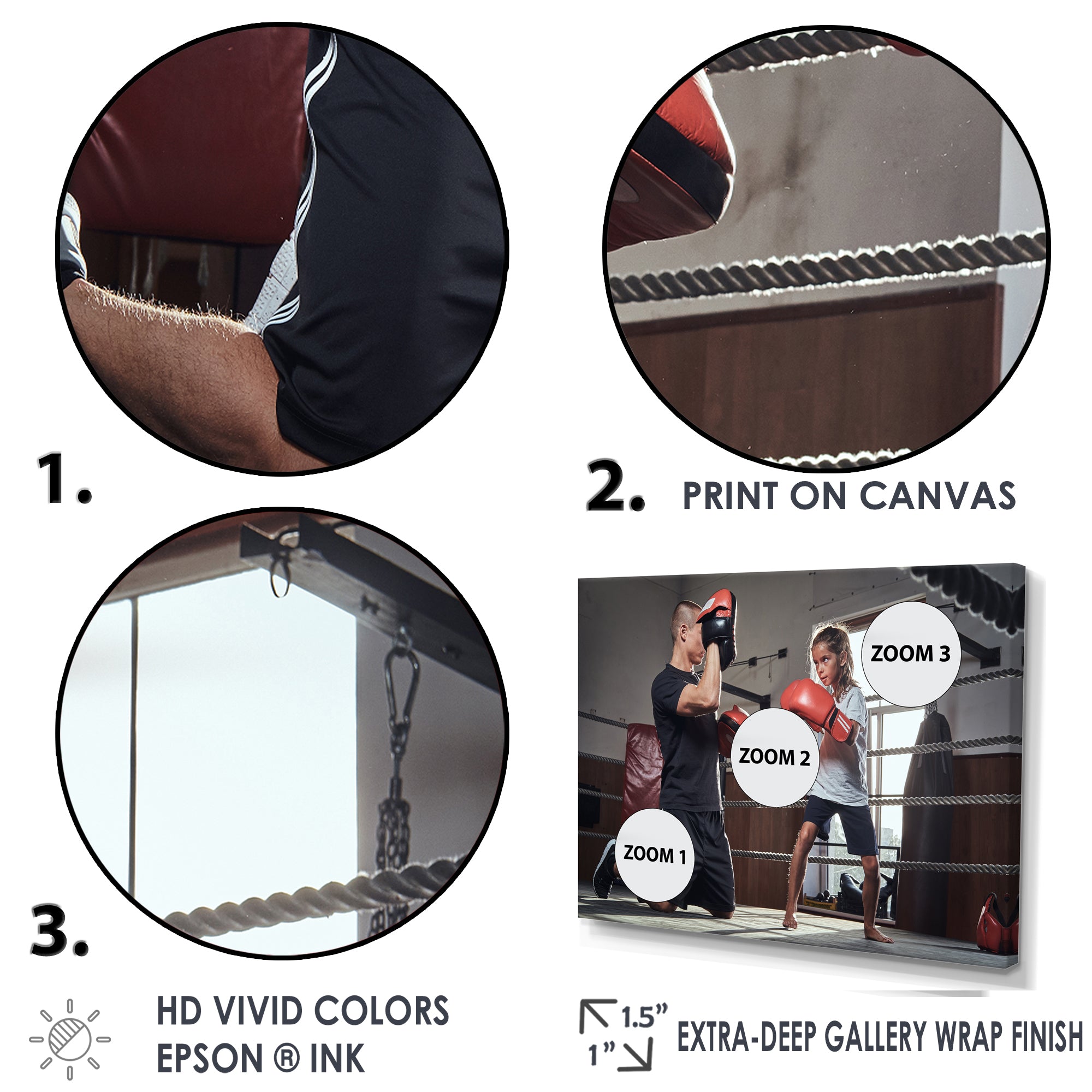 Young Trainer Training A Little Girl Boxer - Sport Boxer Canvas Wall Art