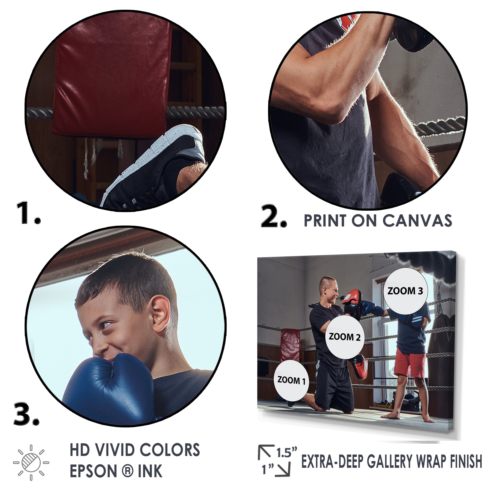 Young Trainer Training A Little Boy Boxer - Sport Boxer Canvas Wall Art