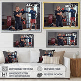 Young Trainer Training A Little Boy Boxer - Sport Boxer Canvas Wall Art
