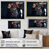 Sportive Blond Woman Has Boxing Training With Her Trainer - Sport Boxer Canvas Wall Art