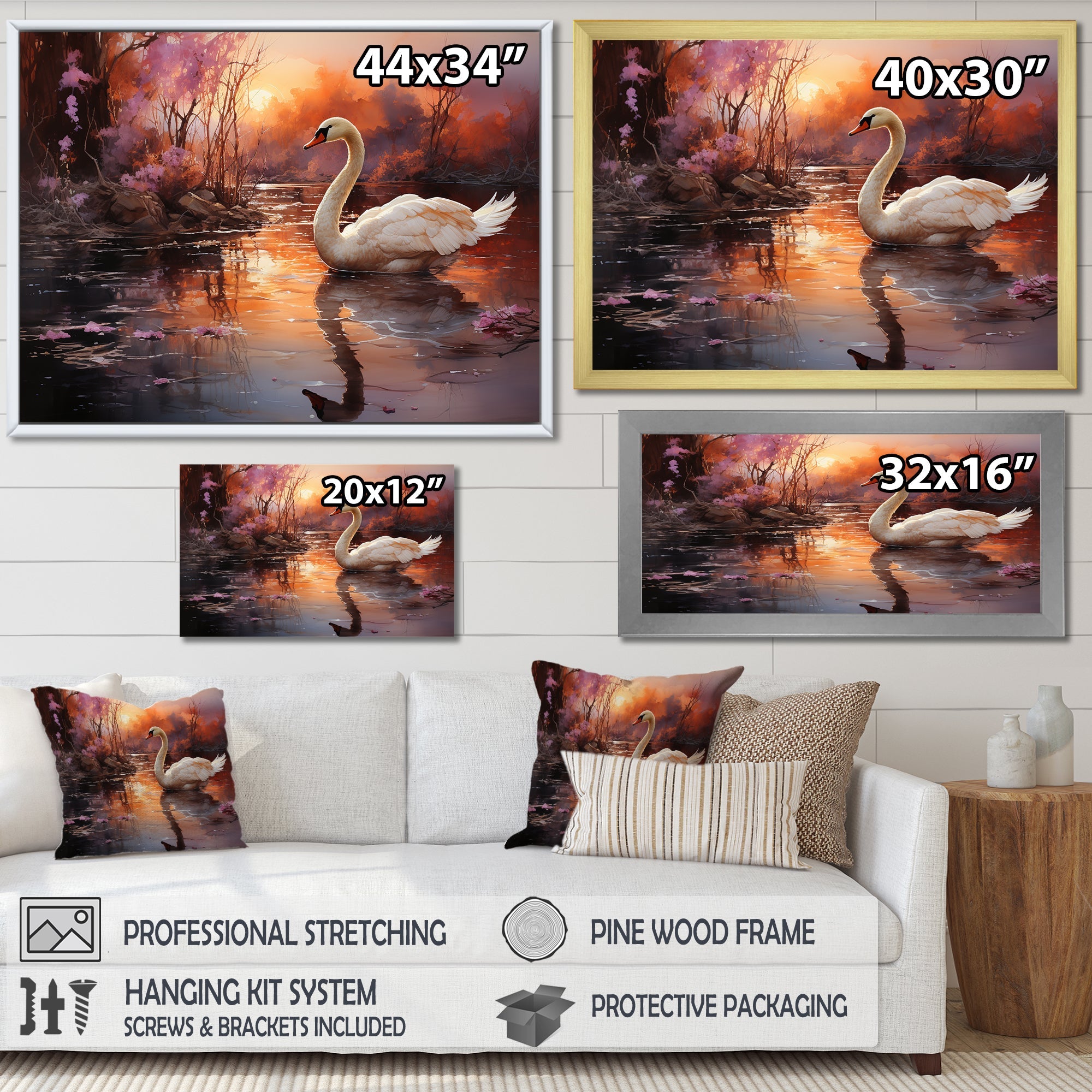 Mystic Dawns Swan - Swans Wall Art Prints