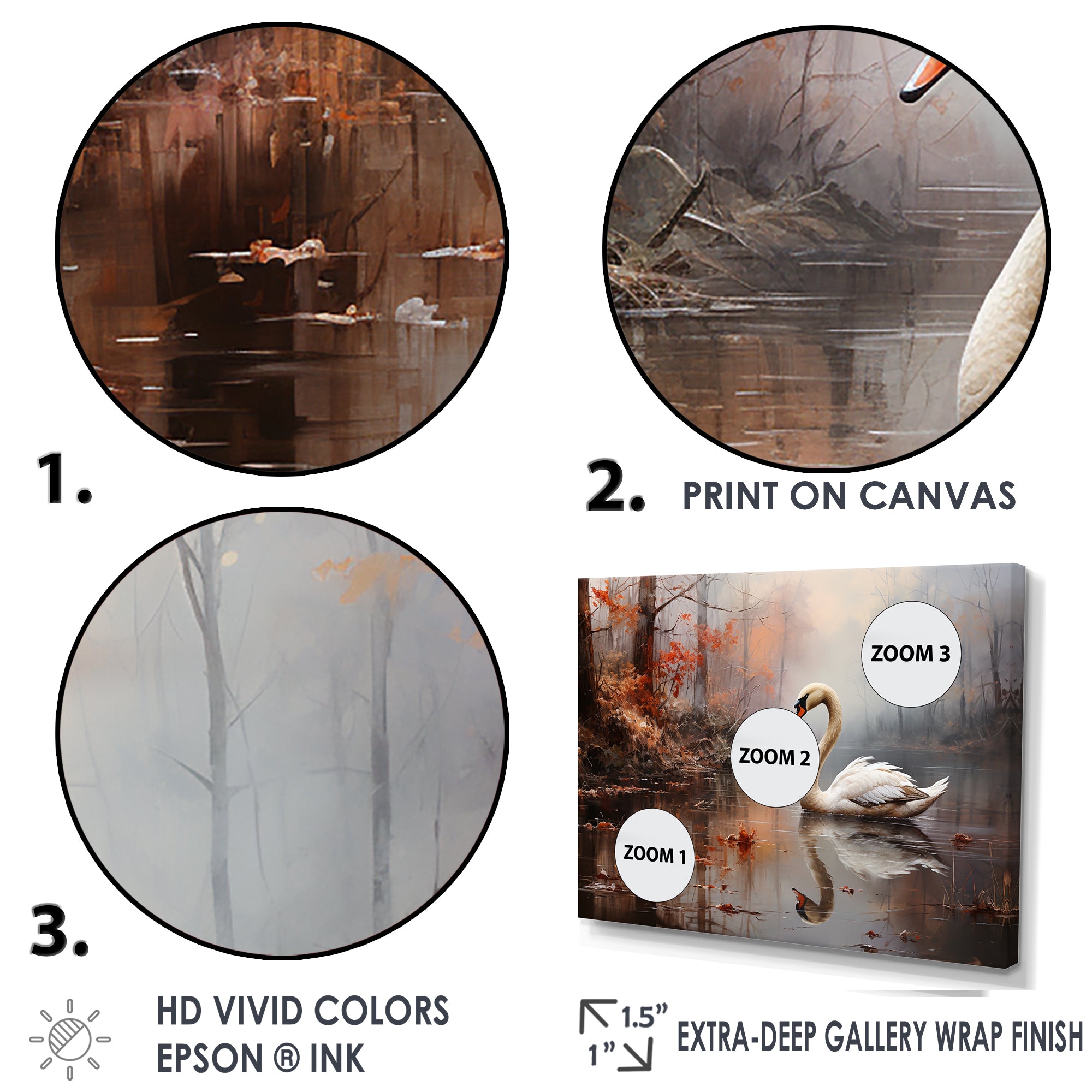 Swan In The Mist - Swans Wall Decor