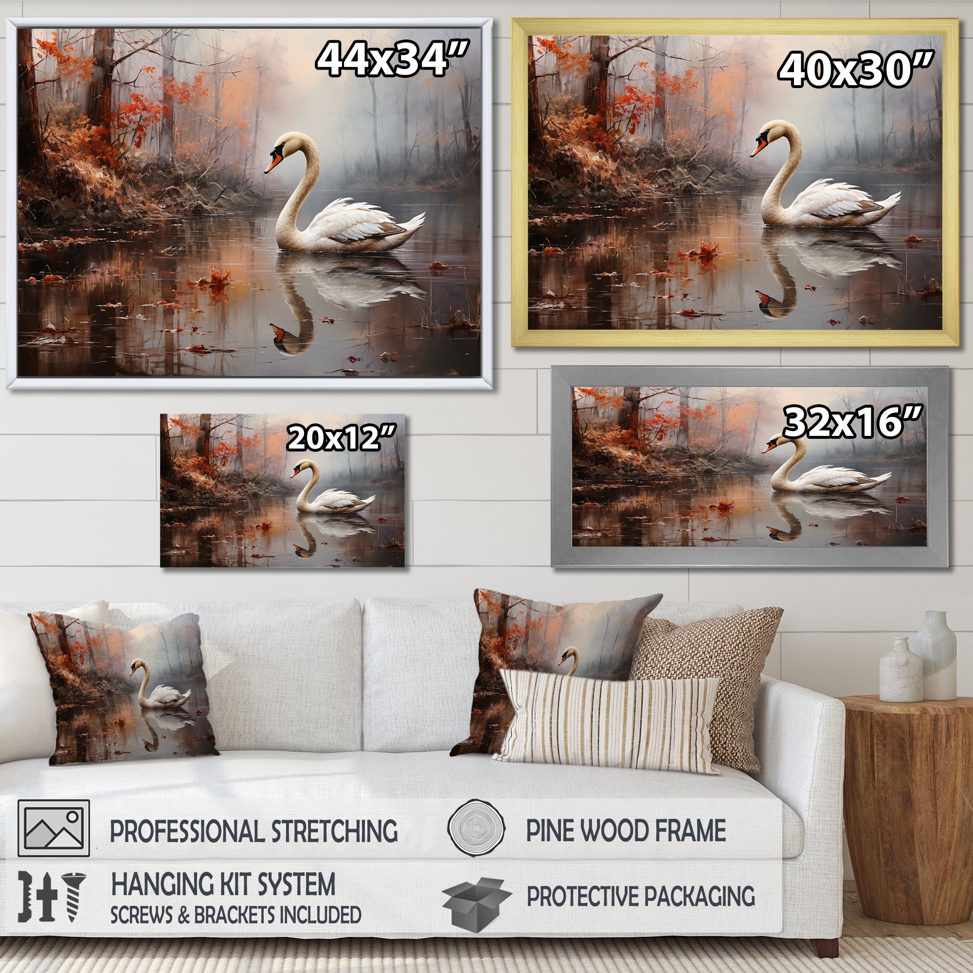 Swan In The Mist - Swans Wall Decor