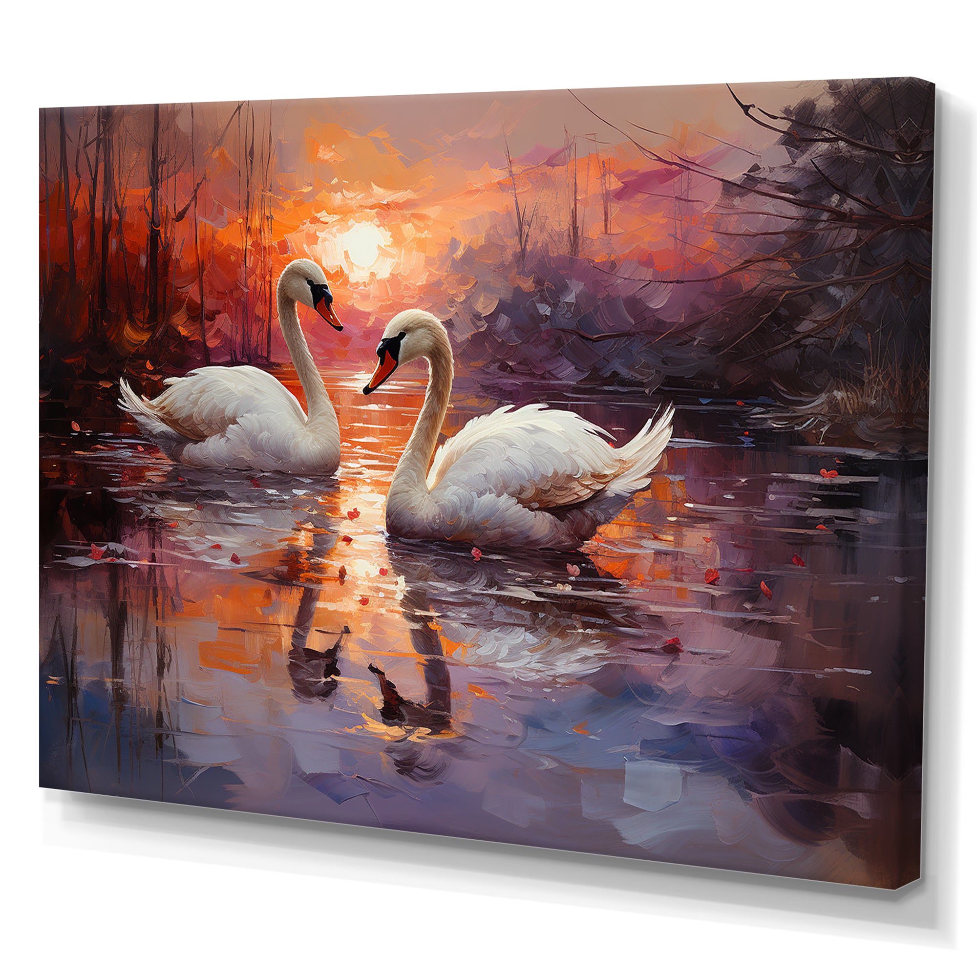 Swan Lake Twilight - Swans Wall Art Prints