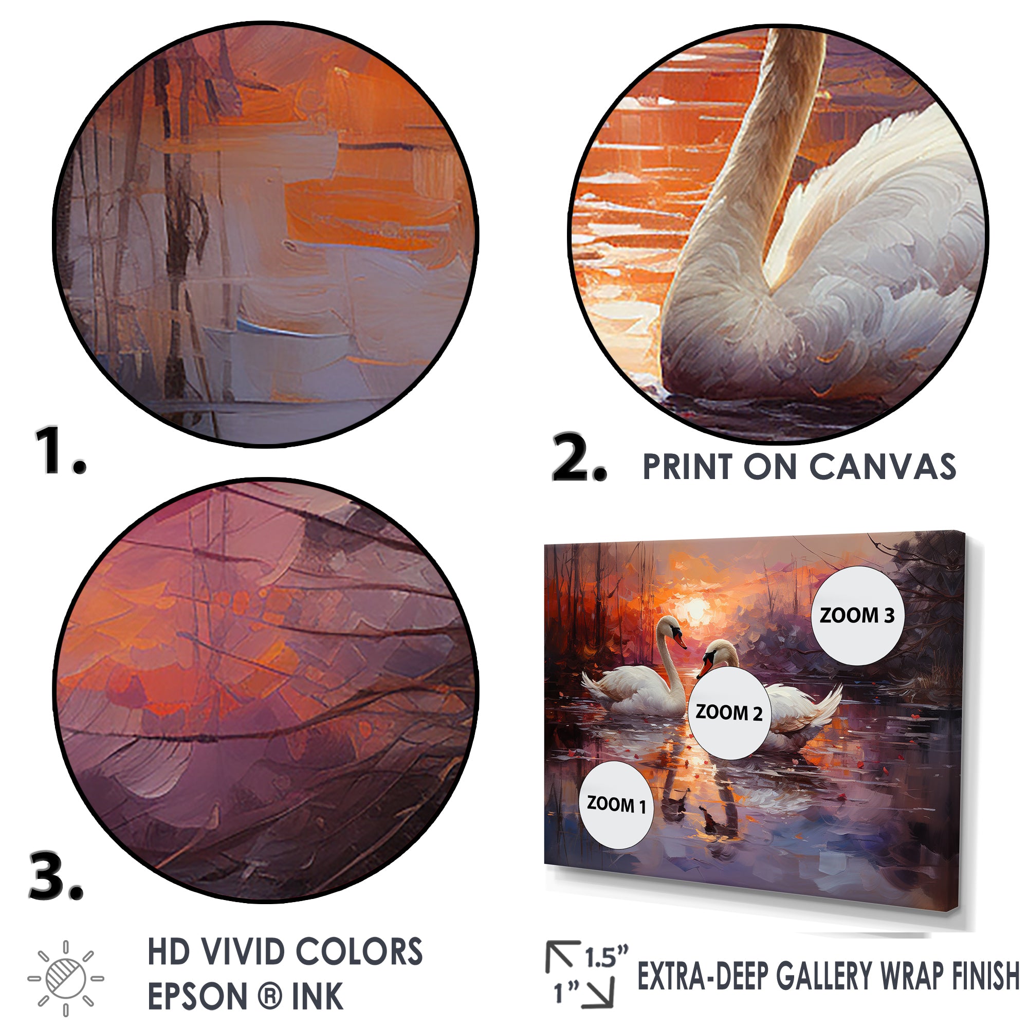 Swan Lake Twilight - Swans Wall Art Prints