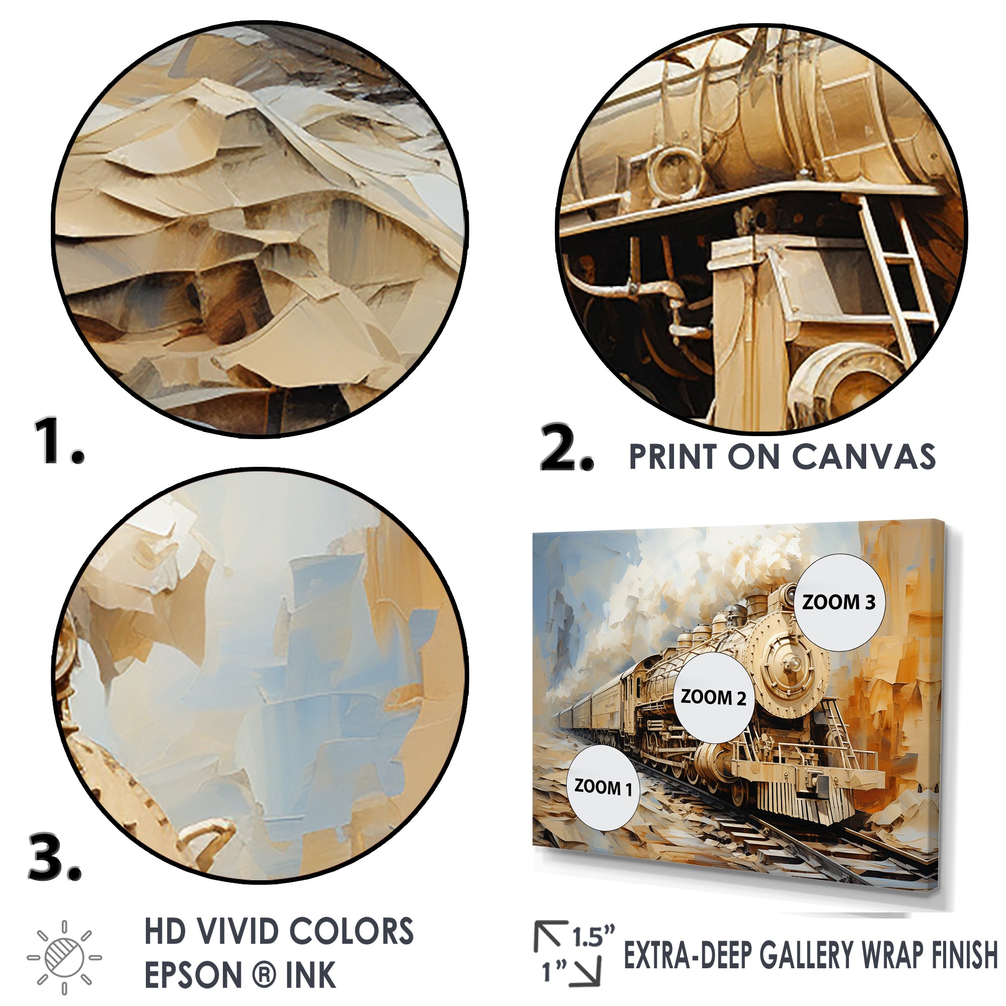 Vintage White Train Dream - Train Canvas Wall Art