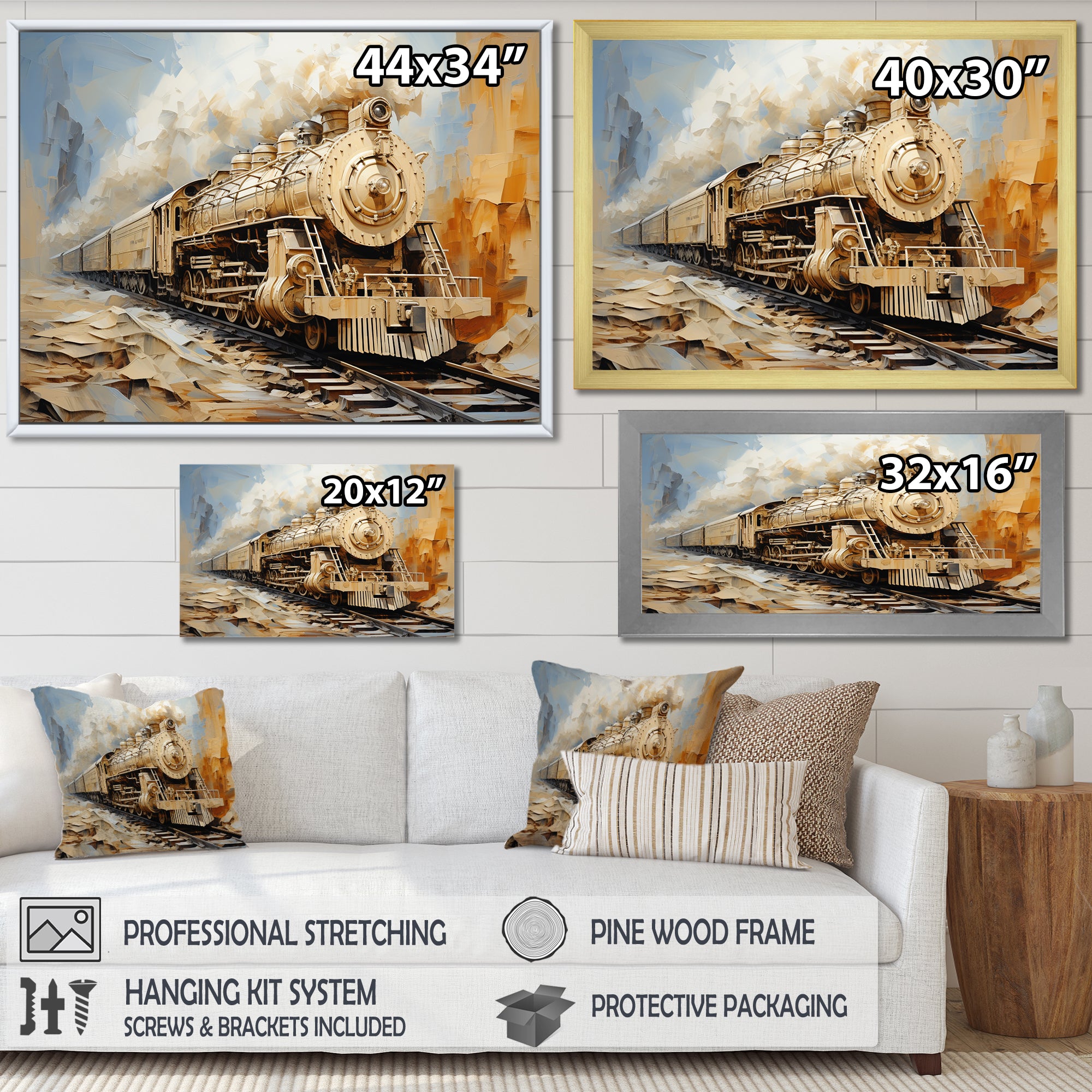 Vintage White Train Dream - Train Canvas Wall Art