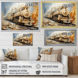 Vintage White Train Dream - Train Canvas Wall Art
