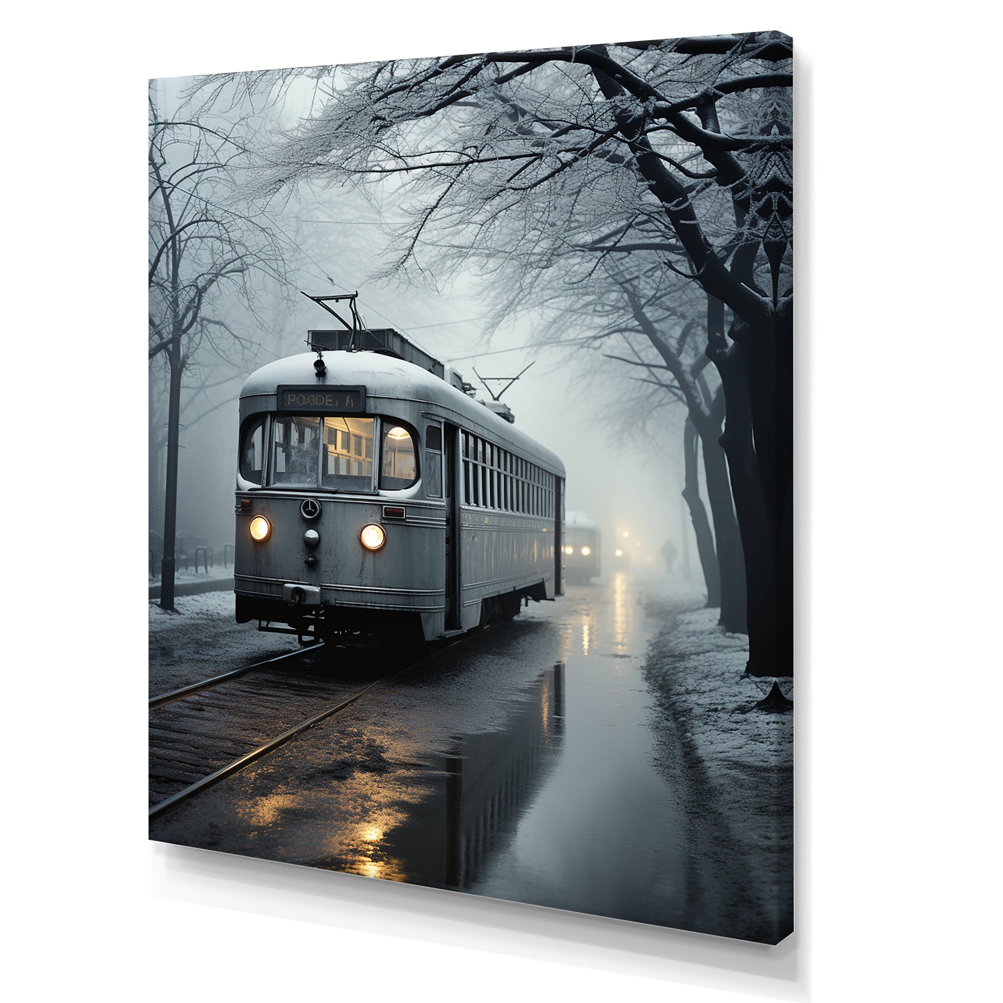 Train Charm In Winter Photo - Train Canvas Wall Art