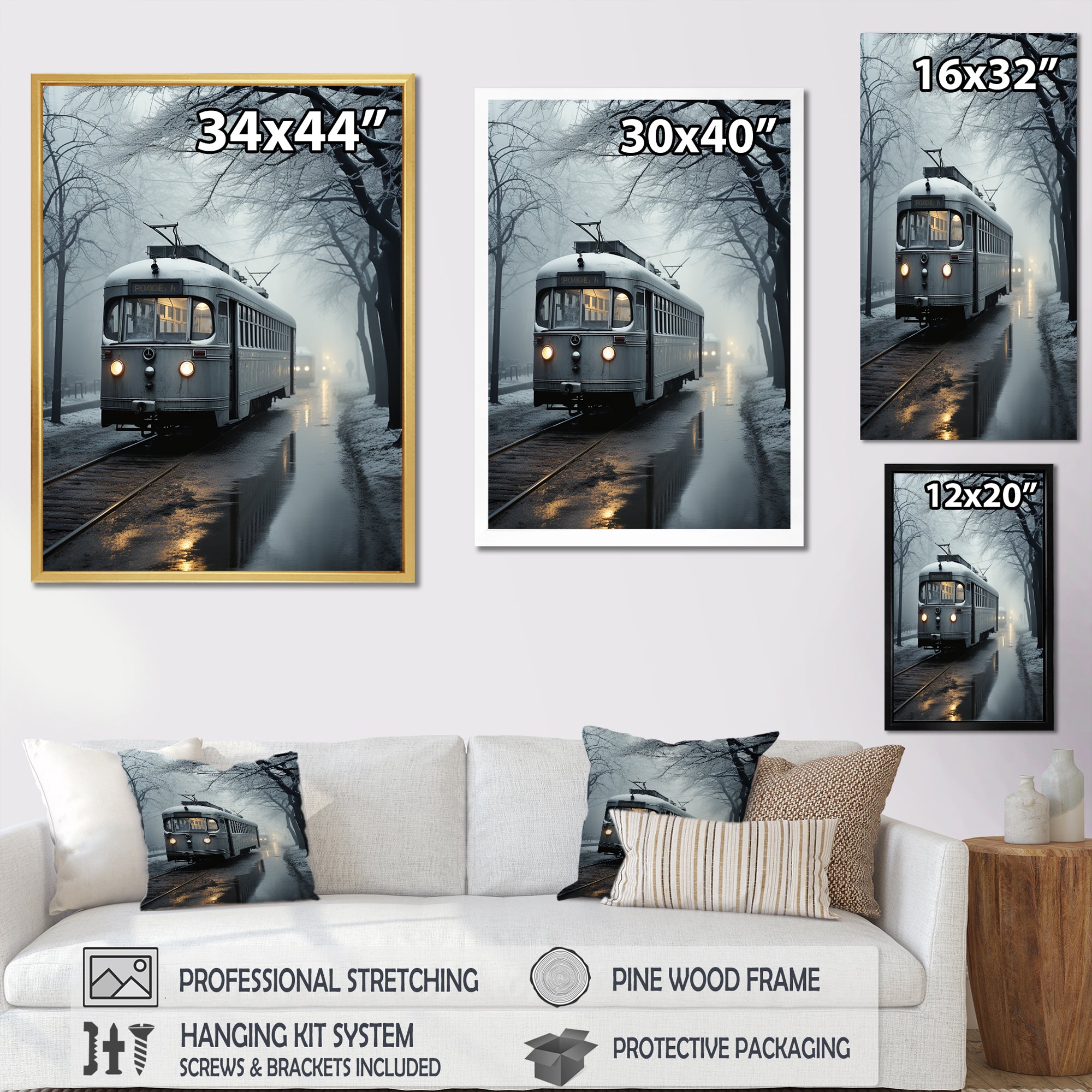 Train Charm In Winter Photo - Train Canvas Wall Art