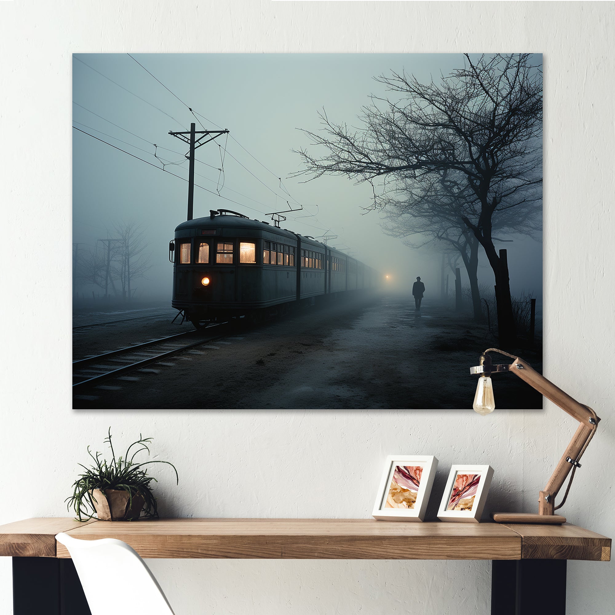 Mystic Train Charm In Winter Photo - Train Canvas Wall Art