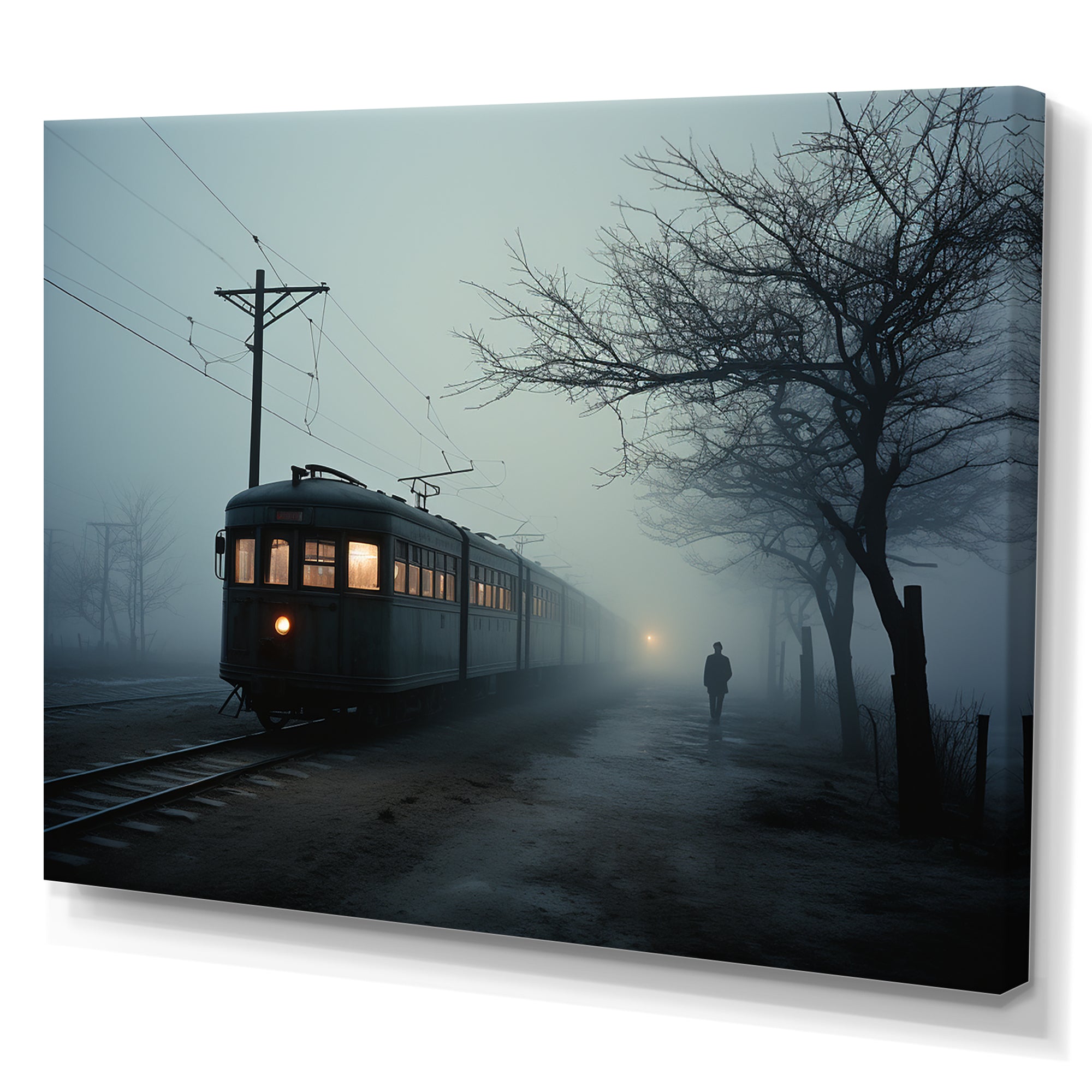 Mystic Train Charm In Winter Photo - Train Canvas Wall Art