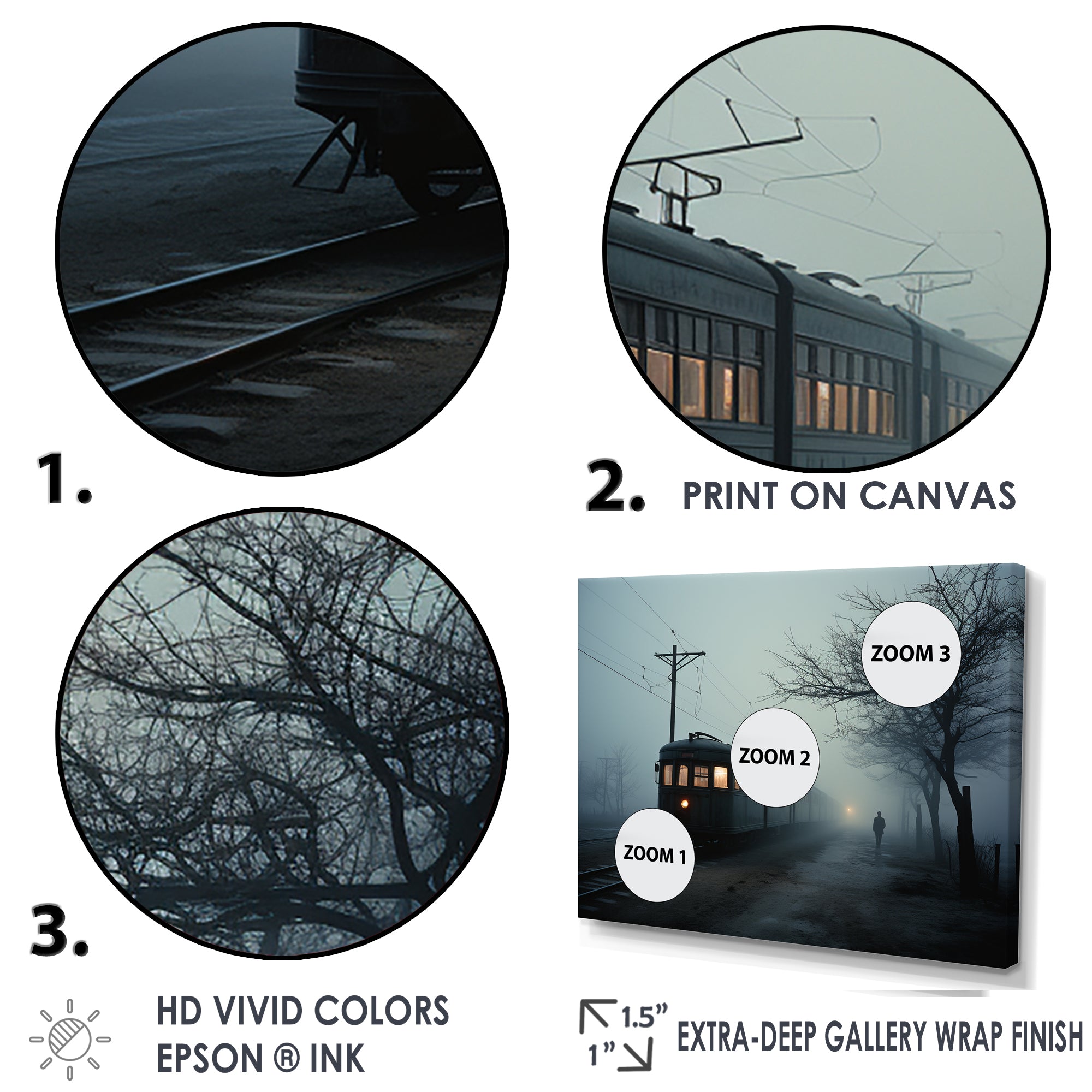 Mystic Train Charm In Winter Photo - Train Canvas Wall Art