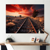 Train Tracks Red Scenery - Train Canvas Wall Art