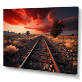 Train Tracks Red Scenery - Train Canvas Wall Art
