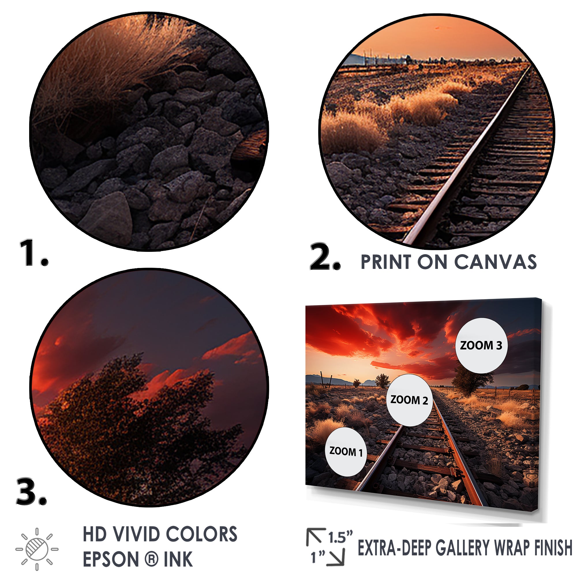 Train Tracks Red Scenery - Train Canvas Wall Art