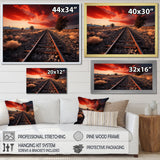 Train Tracks Red Scenery - Train Canvas Wall Art