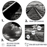 Black And White Train Tracks Photo - Train Canvas Wall Art