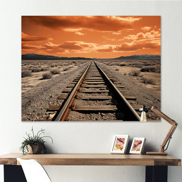 Train Tracks Minimalism Scenery - Train Canvas Wall Art